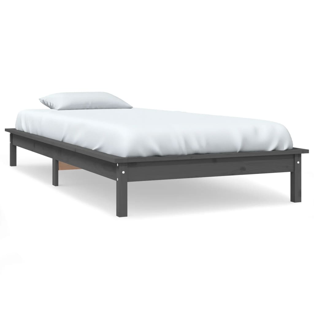 Sengeramme grå 90x190 cm heltre furu 3FT Single