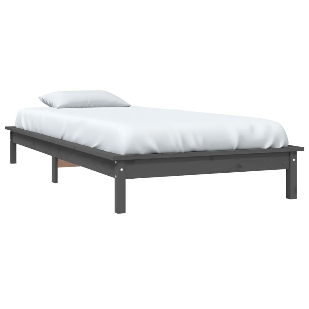 Sengeramme grå 90x190 cm heltre furu 3FT Single