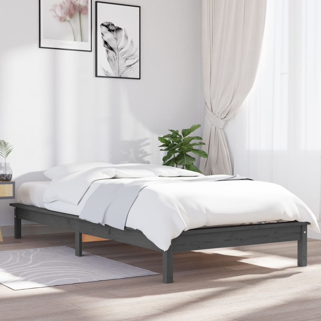 Sengeramme grå 90x190 cm heltre furu 3FT Single