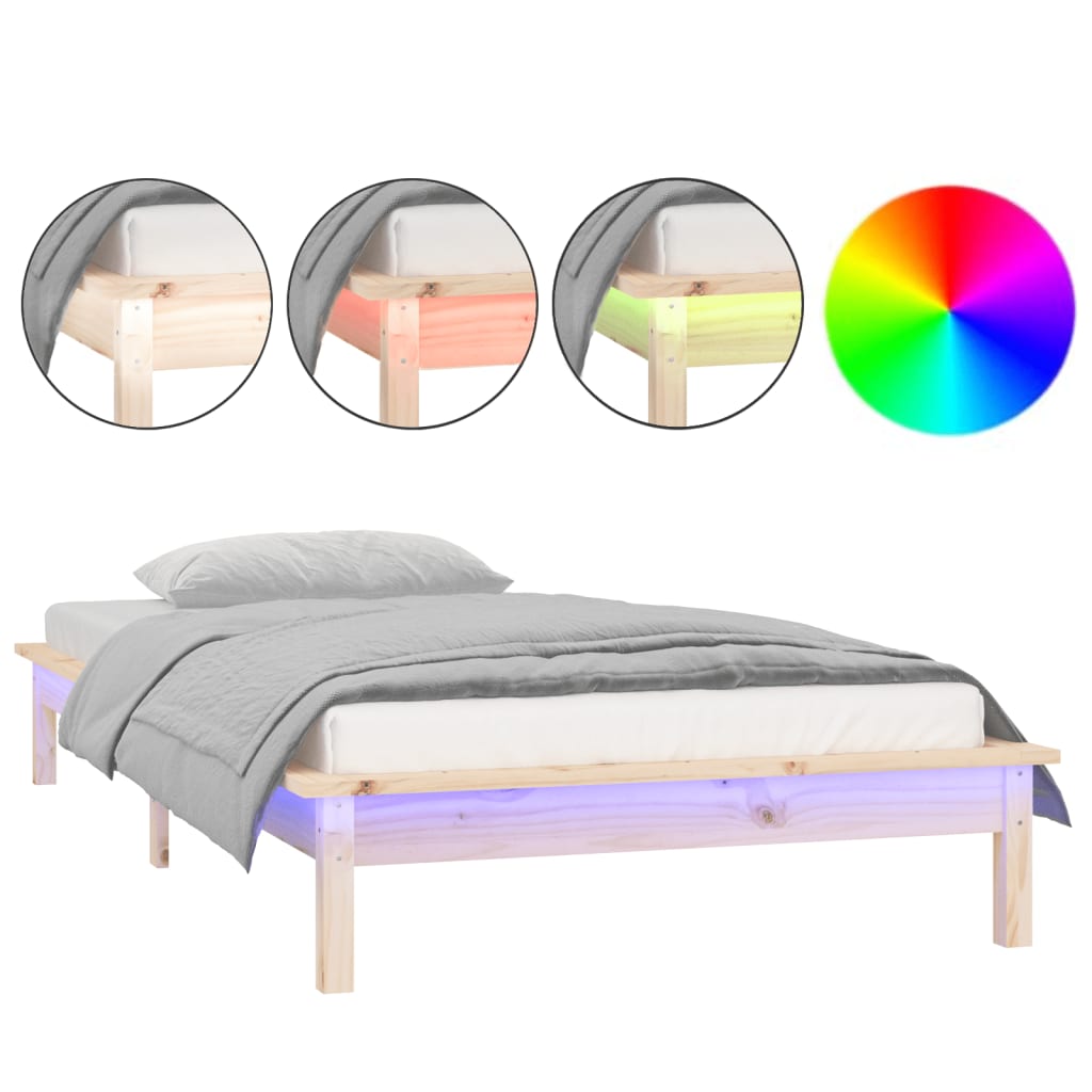 Sengeramme med LED 75x190 cm Small Single heltre