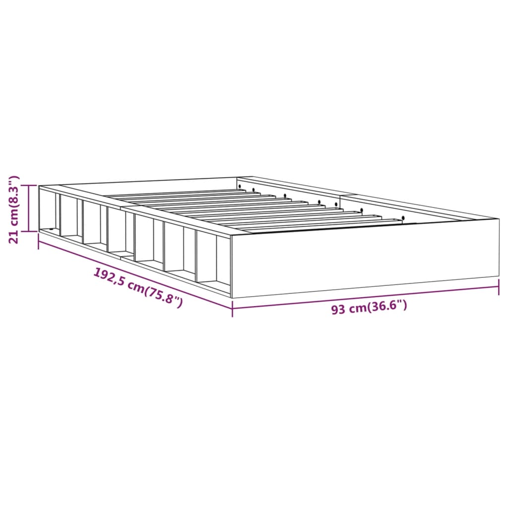 Sengeramme 75x190 cm 2FT6 Small Single heltre