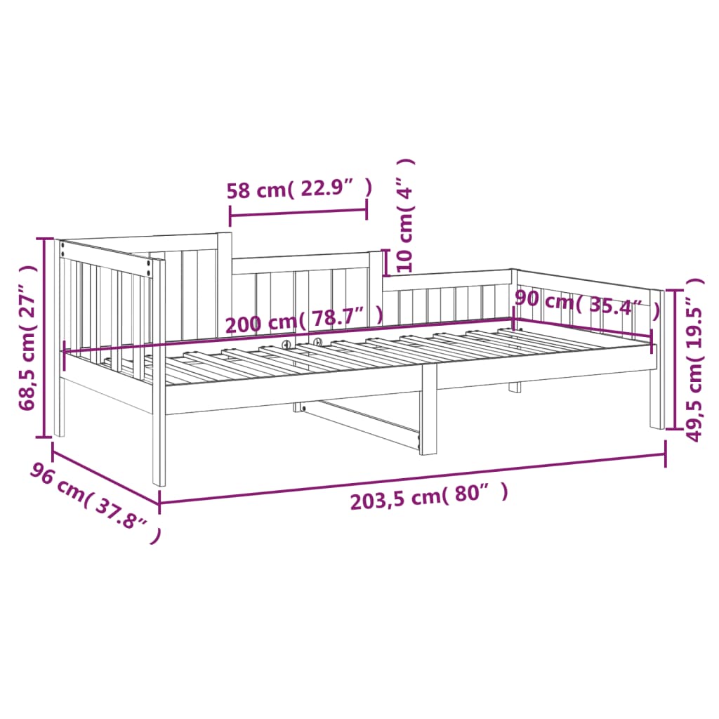 Dagseng 90x200 cm heltre furu