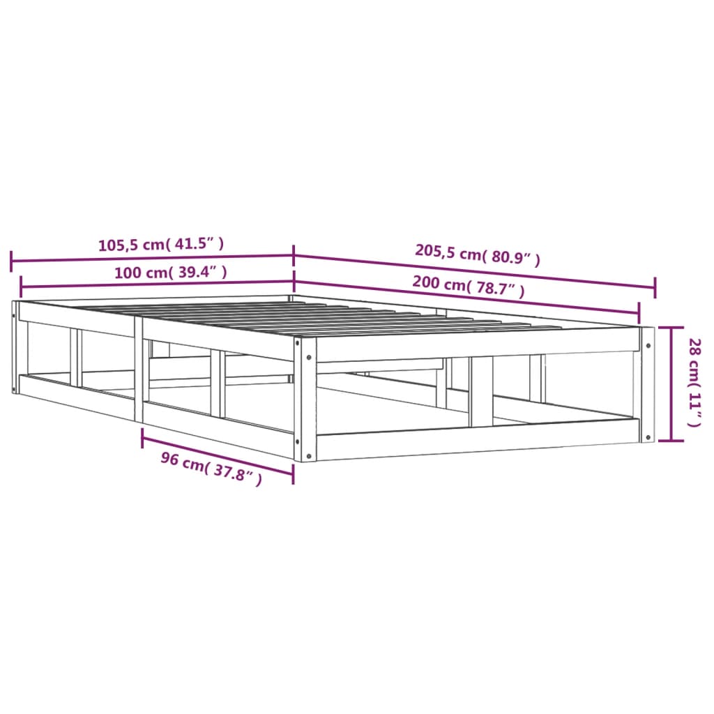 Sengeramme 100x200 cm heltre