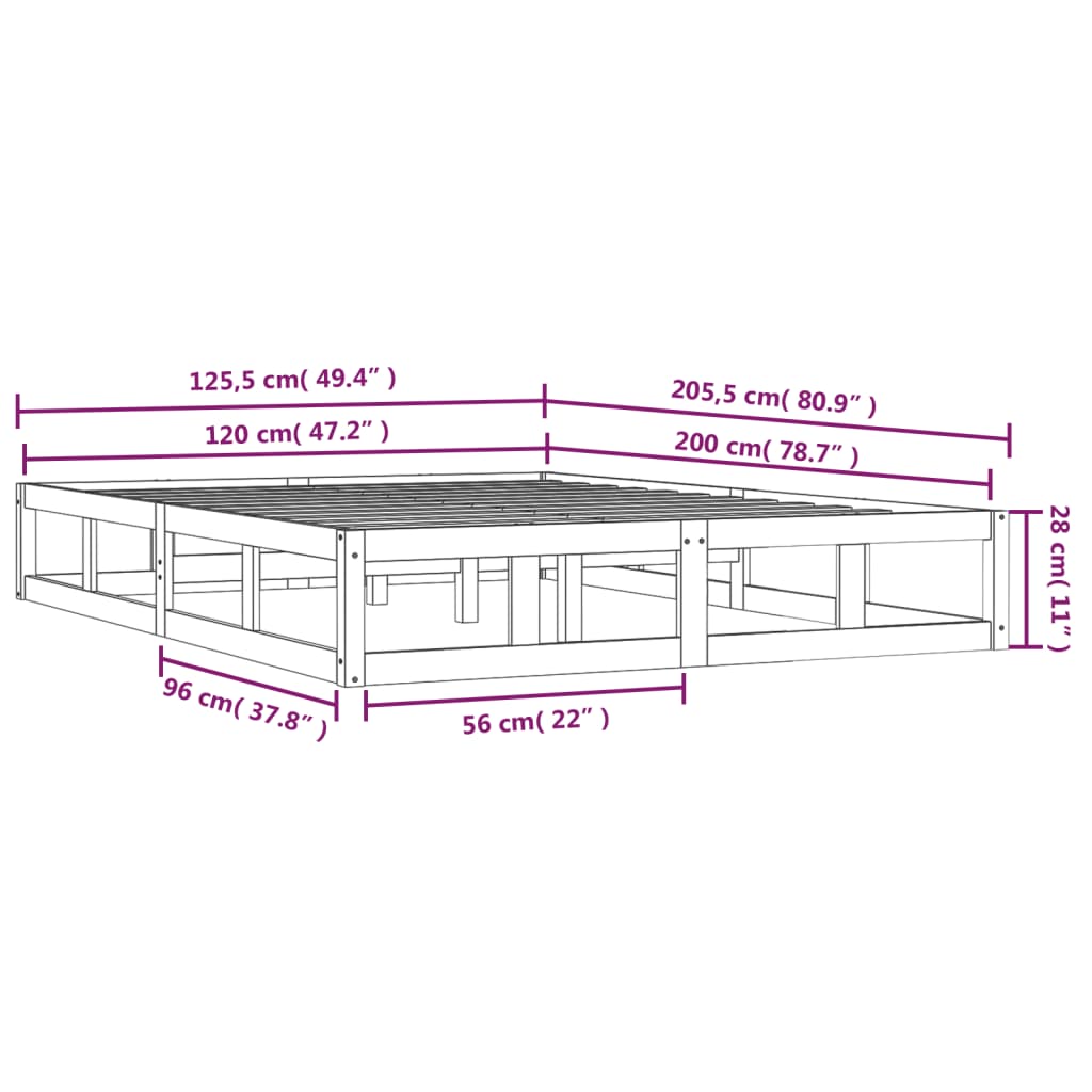 Sengeramme 120x200 cm heltre