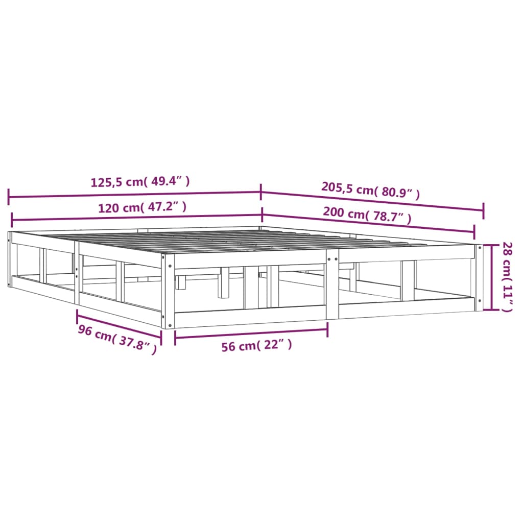 Sengeramme honningbrun 120x200 cm heltre