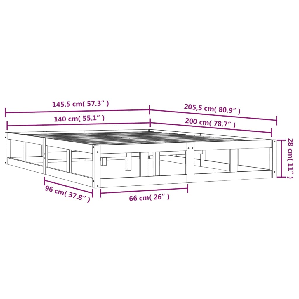 Sengeramme 140x200 cm heltre