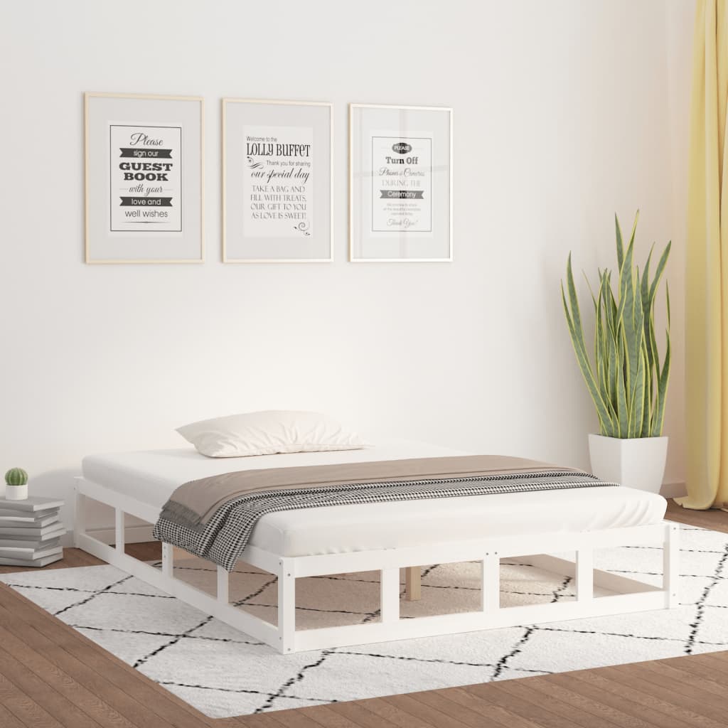 Sengeramme hvit 200x200 cm heltre