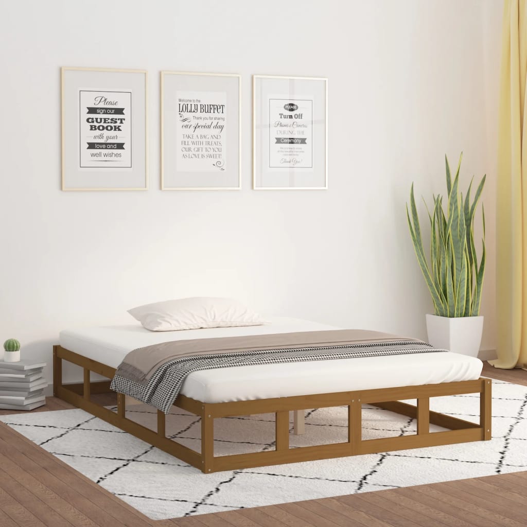 Sengeramme honningbrun 200x200 cm heltre