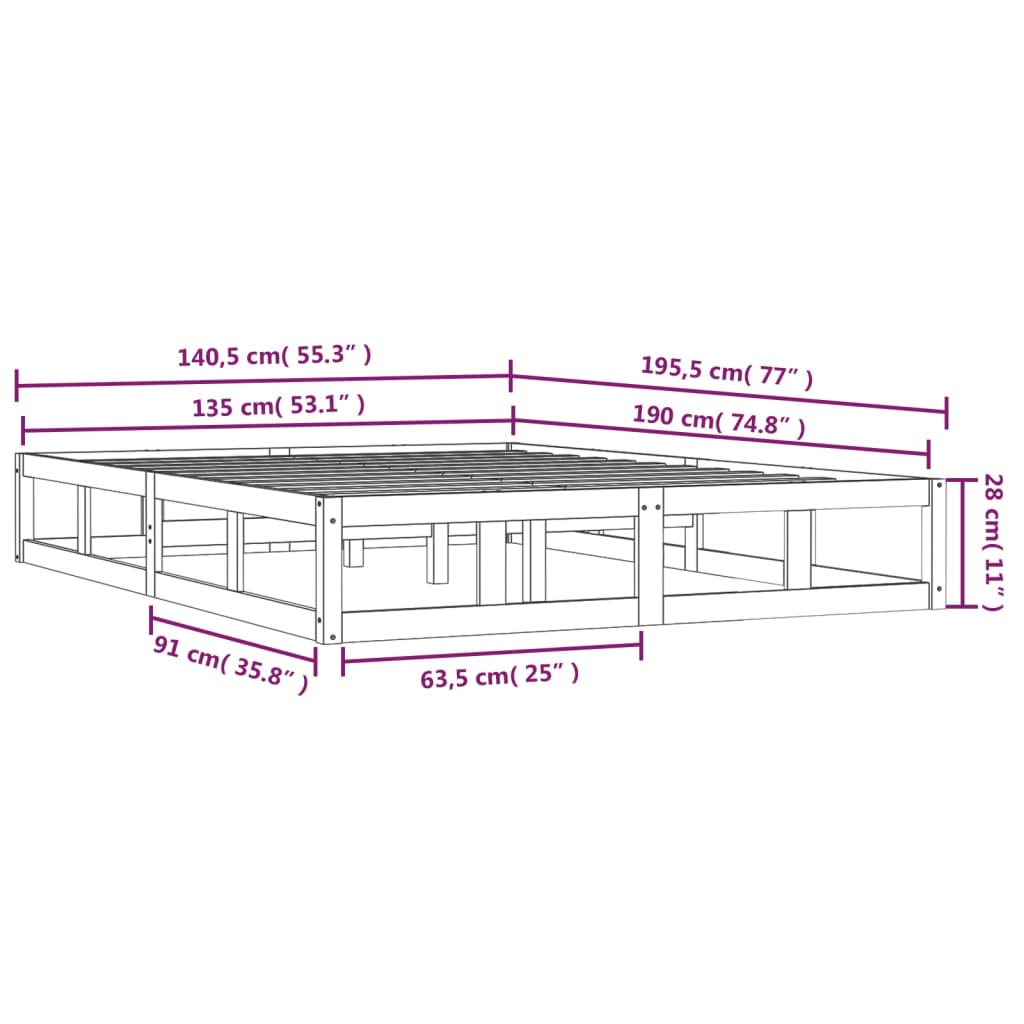 Sengeramme 135x190 cm 4FT6 Double heltre