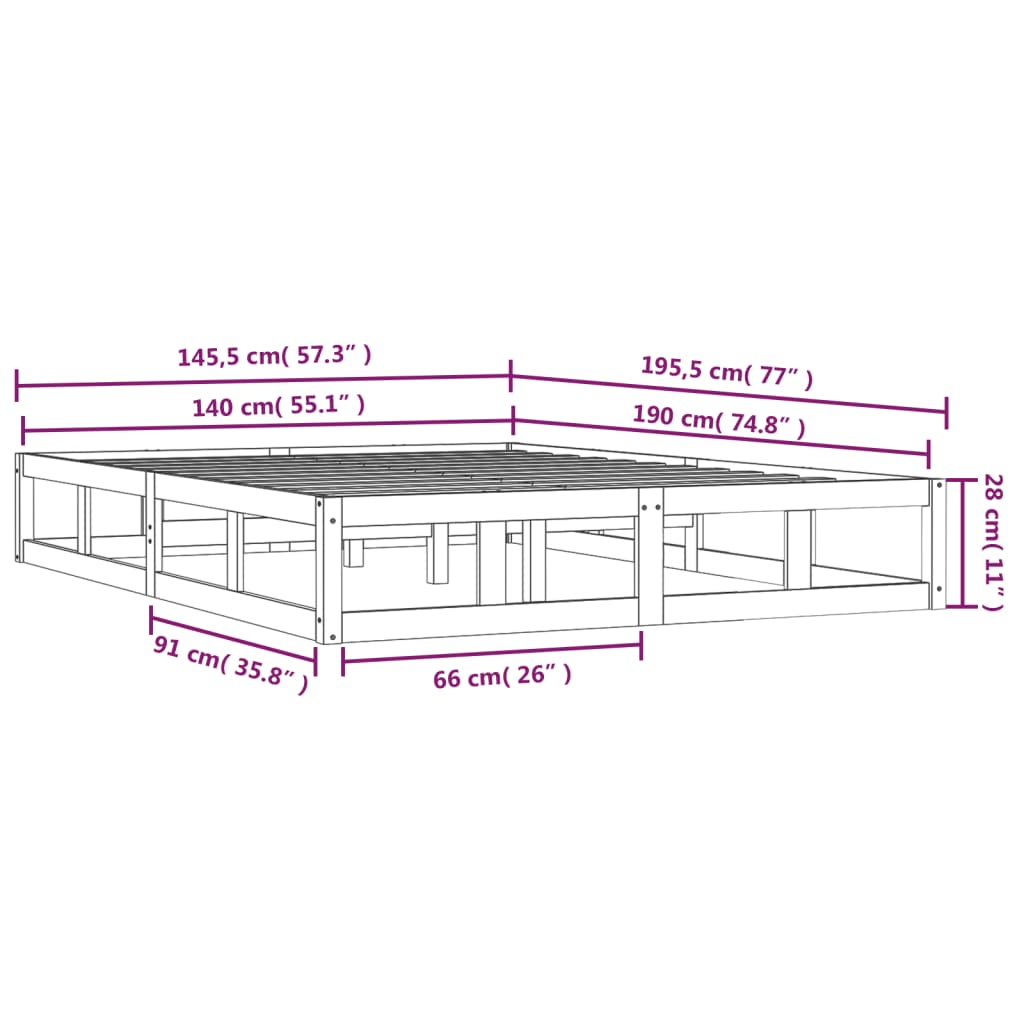 Sengeramme 140x190 cm heltre
