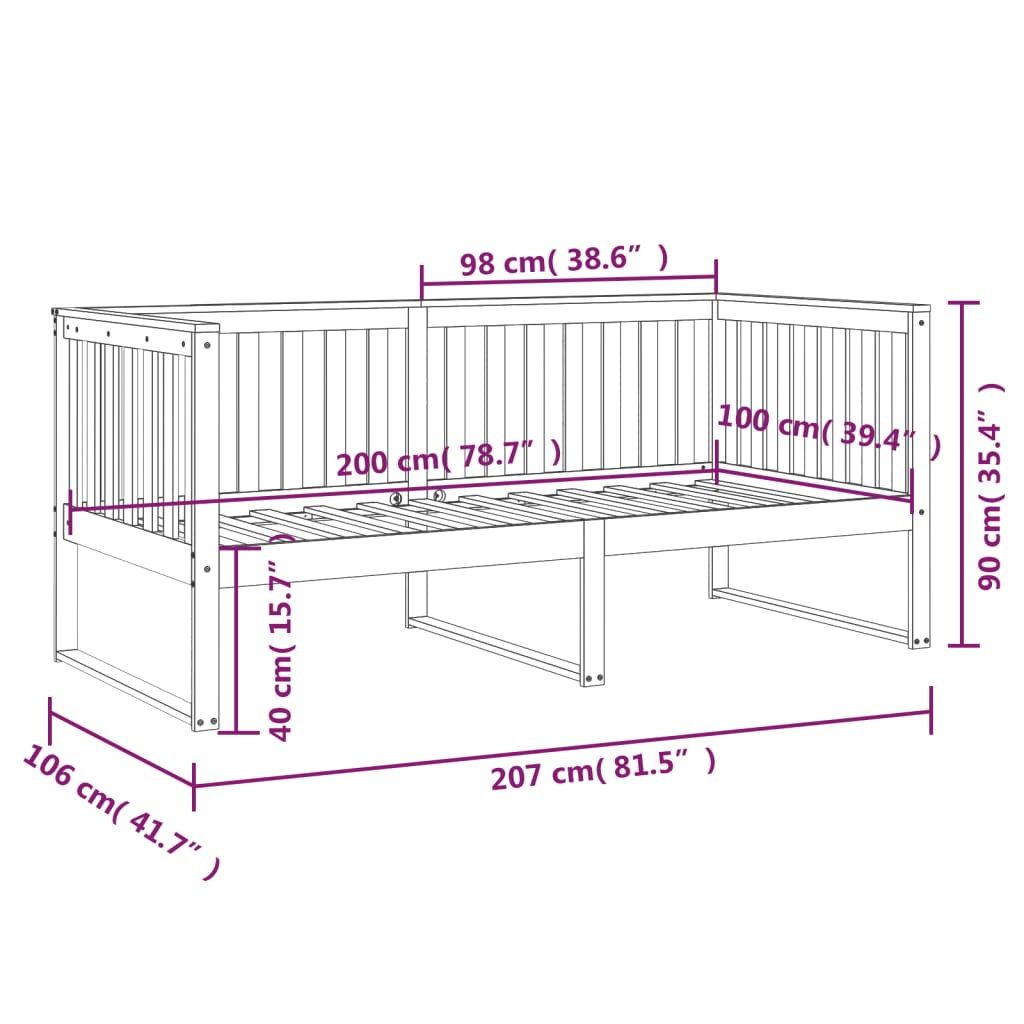 Dagseng honningbrun 100x200 cm heltre furu
