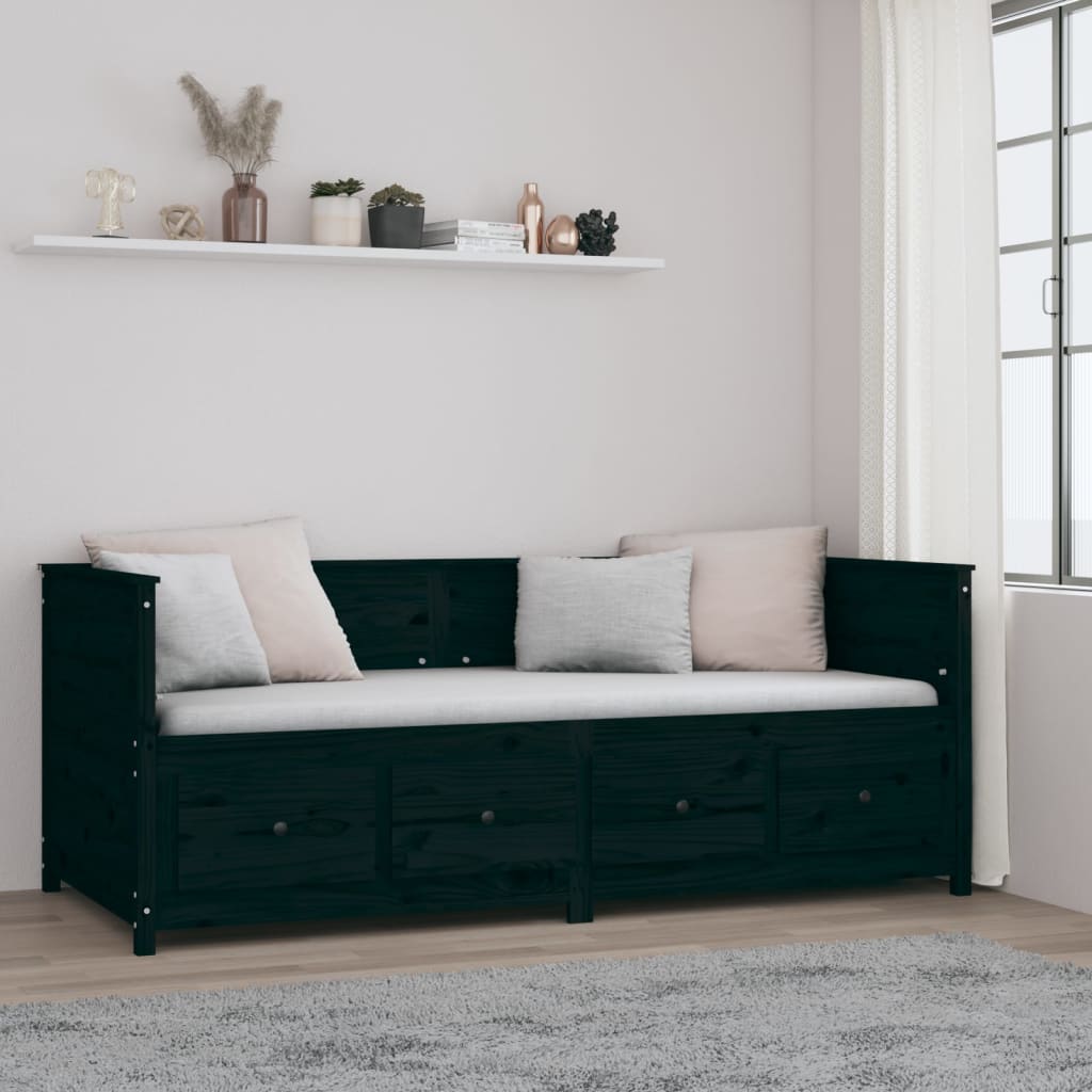 Dagseng svart 80x200 cm heltre furu