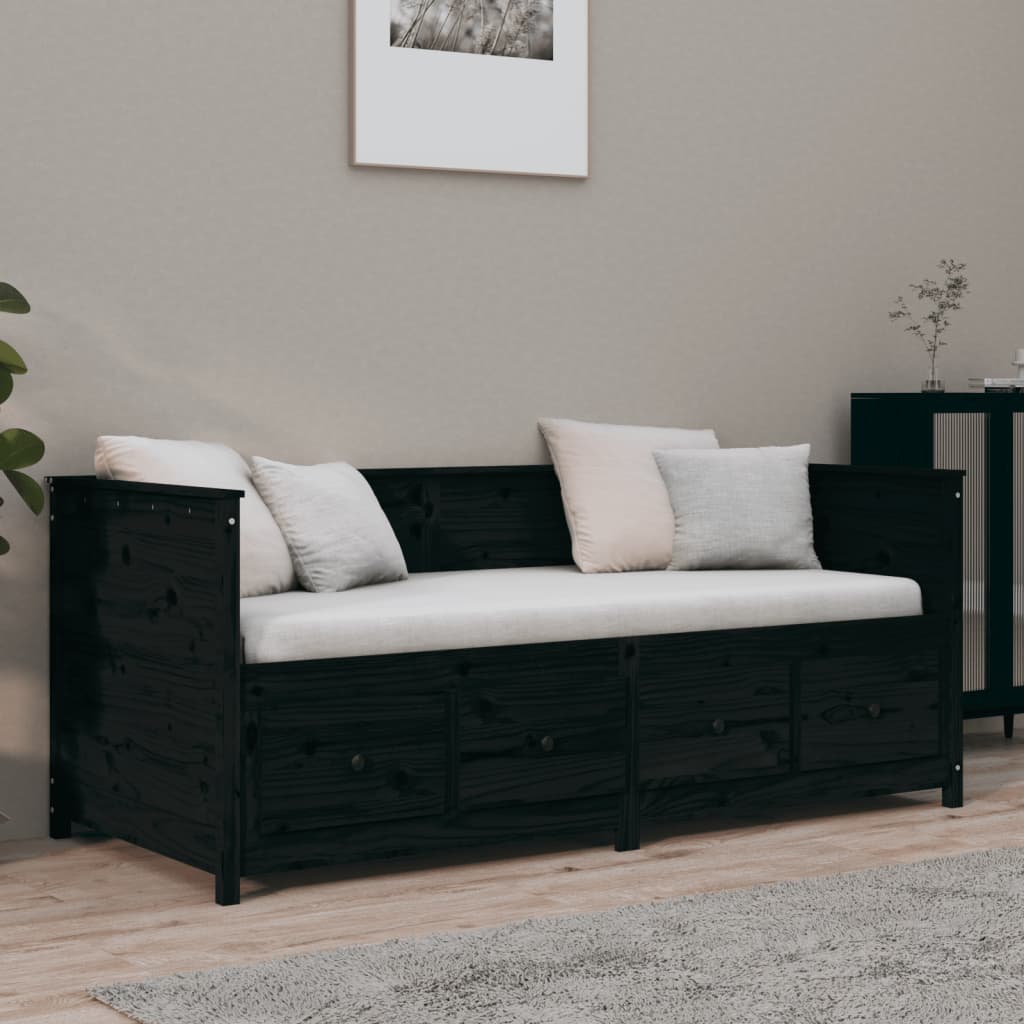 Dagseng svart 75x190 cm heltre furu