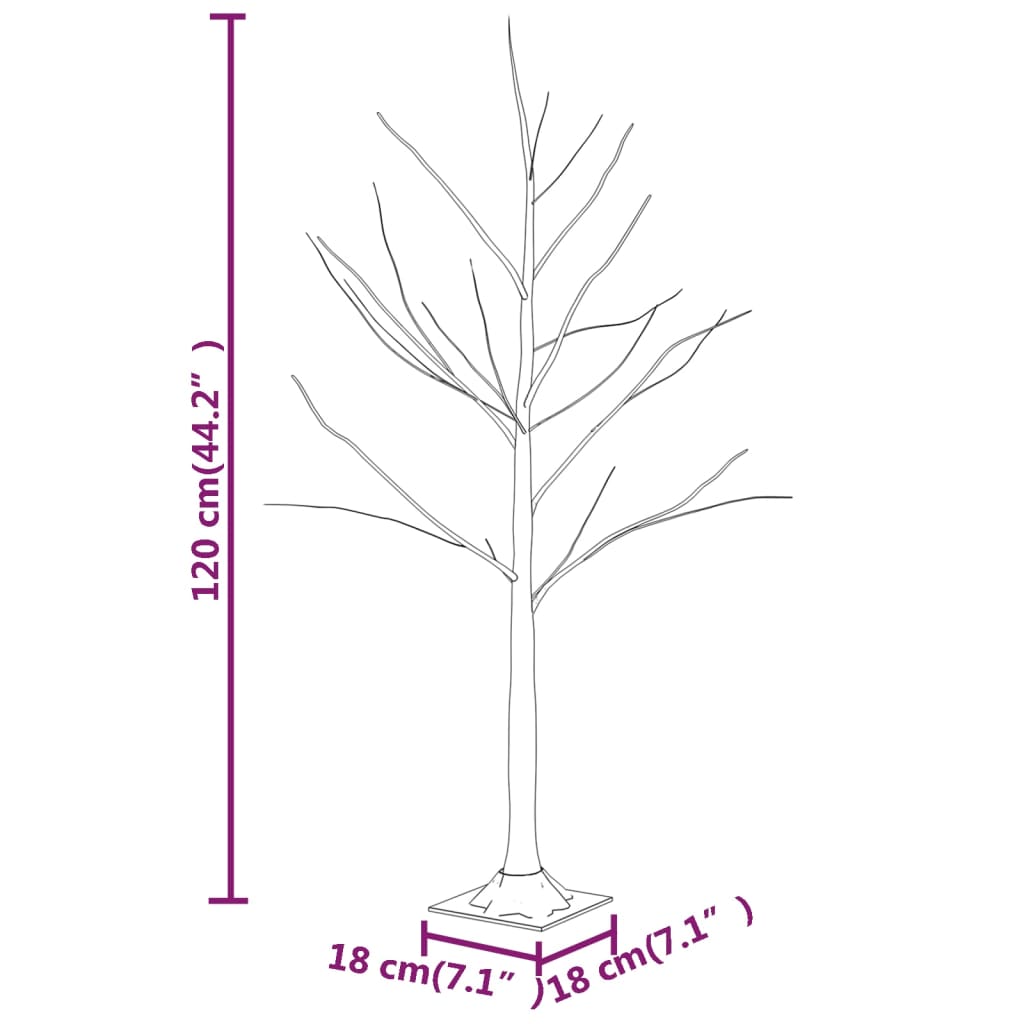LED-bjørketre varmhvit 48 lysdioder 120 cm