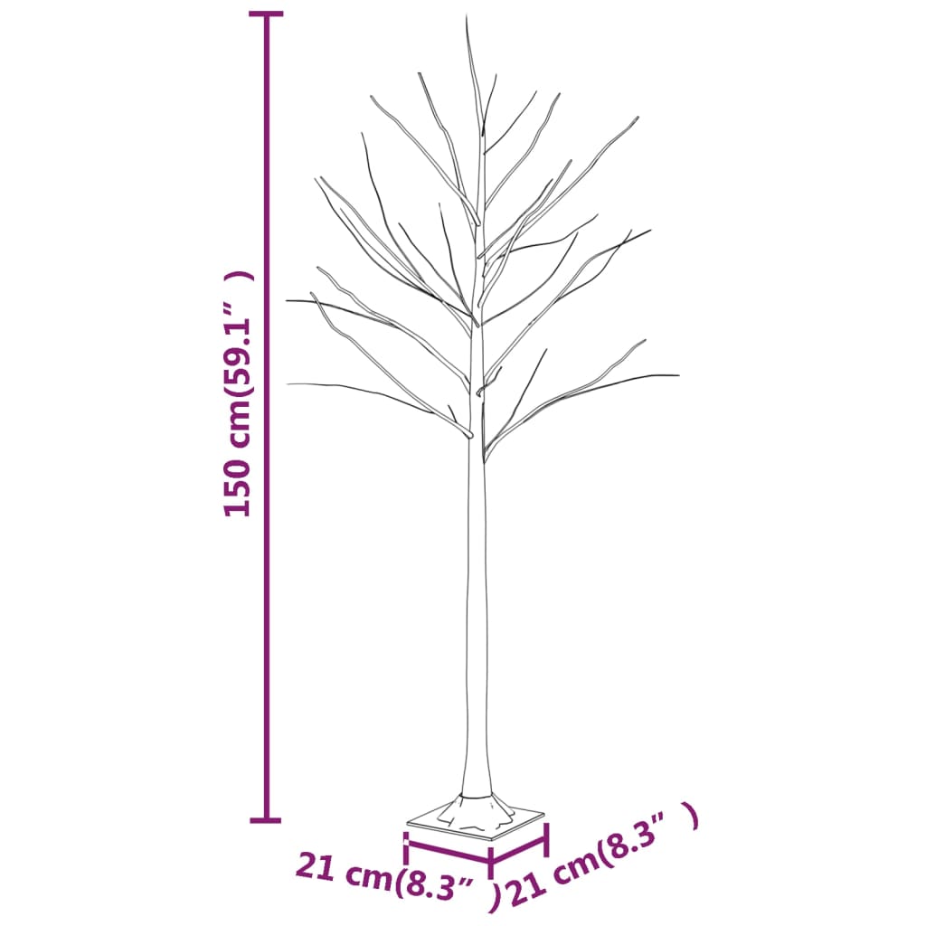 LED-bjørketre varmhvit 72 lysdioder 150 cm