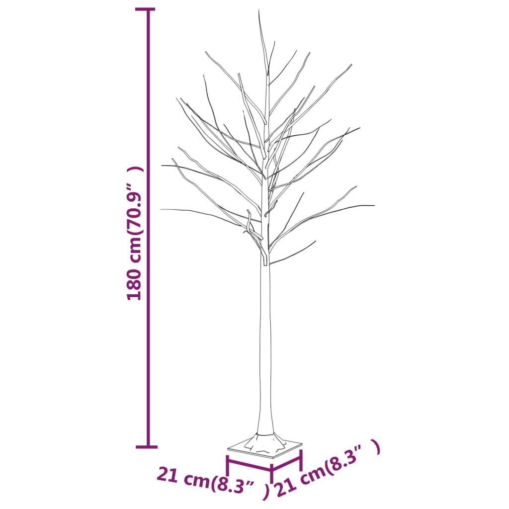 LED-bjørketre varmhvit 96 lysdioder 180 cm
