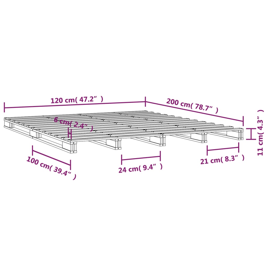 Palleseng 120x200 cm heltre furu