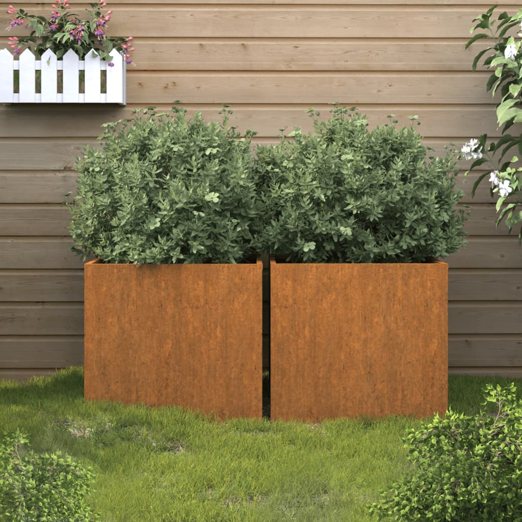 Plantekasser 2 stk 32x30x29 cm cortenstål