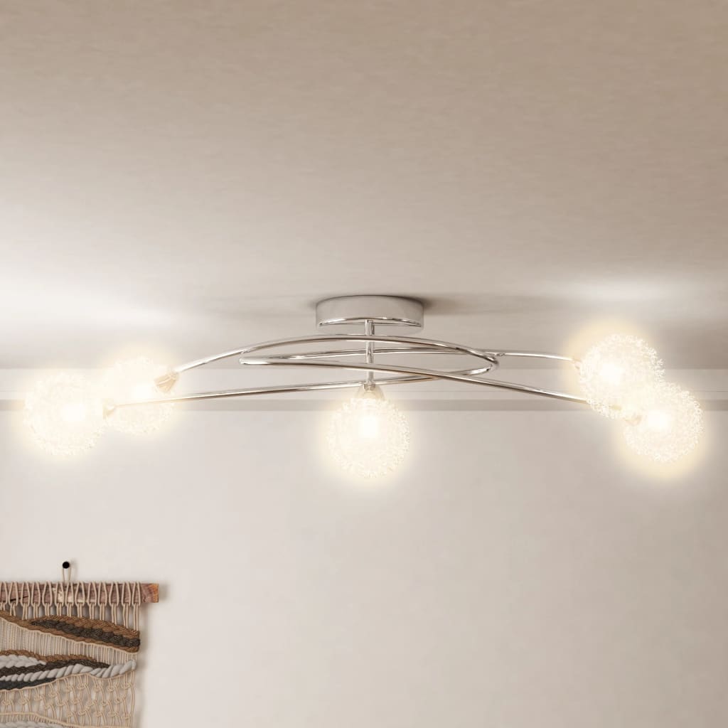 Taklampe med nettingskjermer for 5 G9 LED-lys