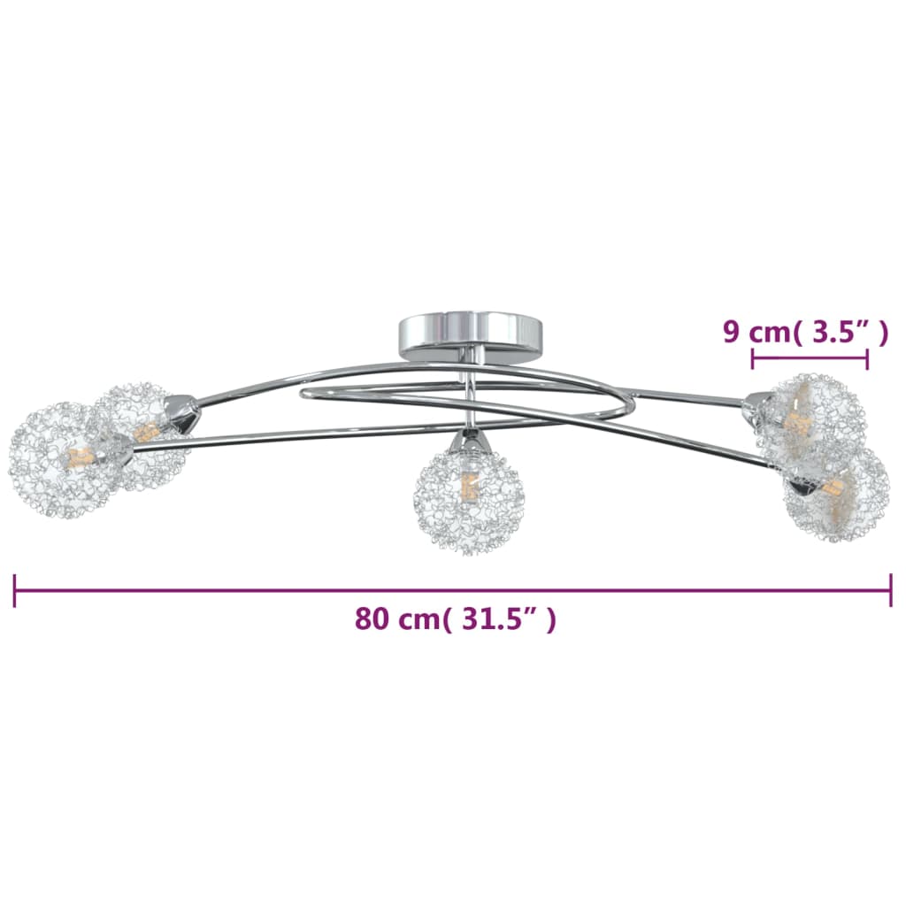 Taklampe med nettingskjermer for 5 G9 LED-lys