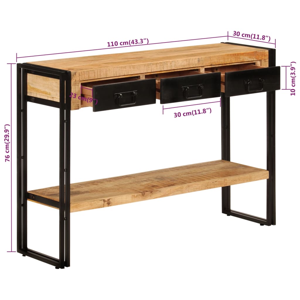 Konsollbord 110x30x76 cm heltre mango