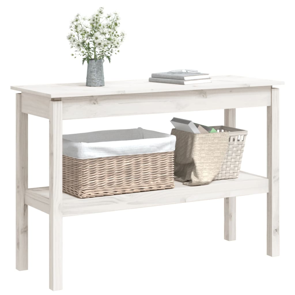 Konsollbord hvit 110x40x75 cm heltre furu