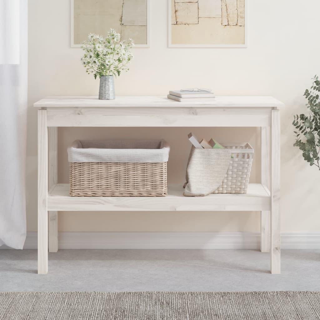 Konsollbord hvit 110x40x75 cm heltre furu