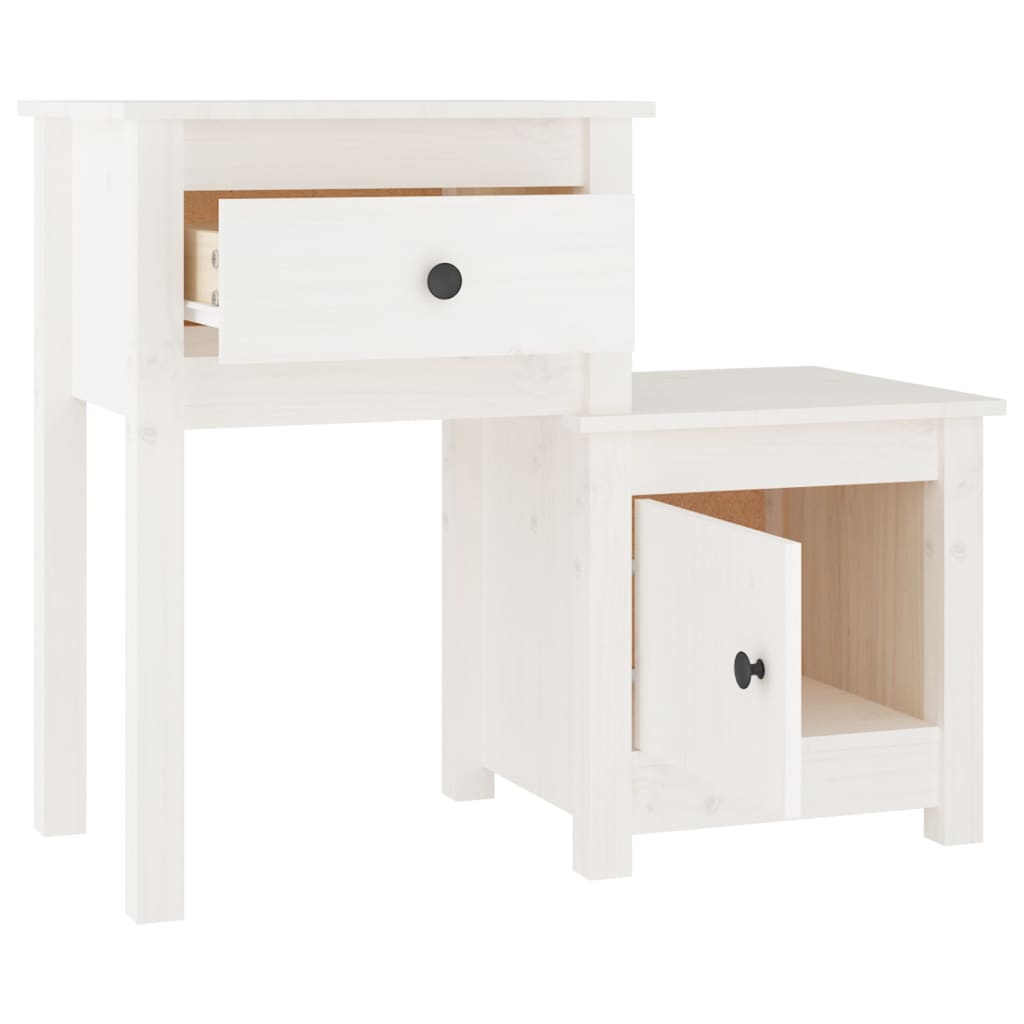 Nattbord 2 stk hvit 79,5x38x65,5 heltre furu