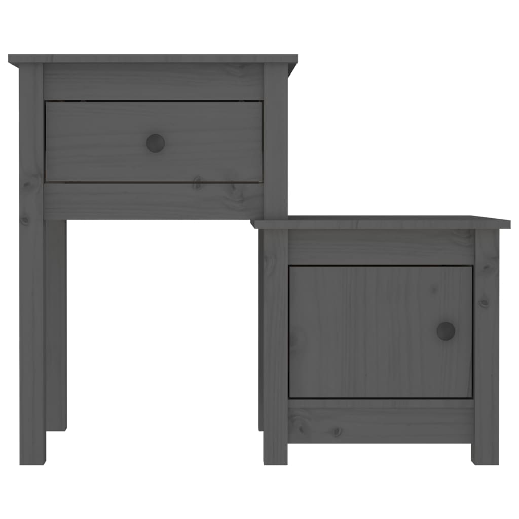 Nattbord 2 stk grå 79,5x38x65,5 heltre furu