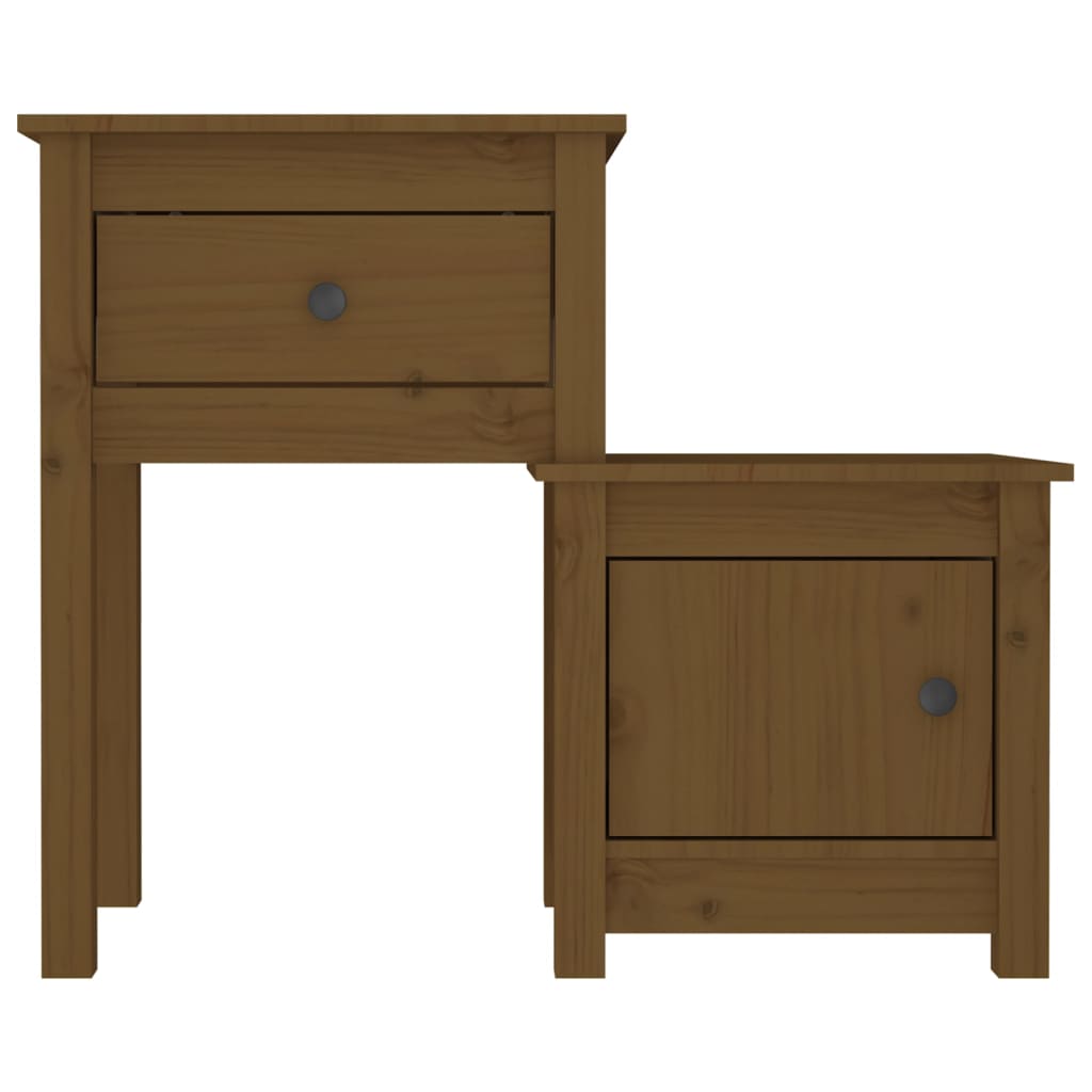 Nattbord 2 stk honningbrun 79,5x38x65,5 cm heltre furu