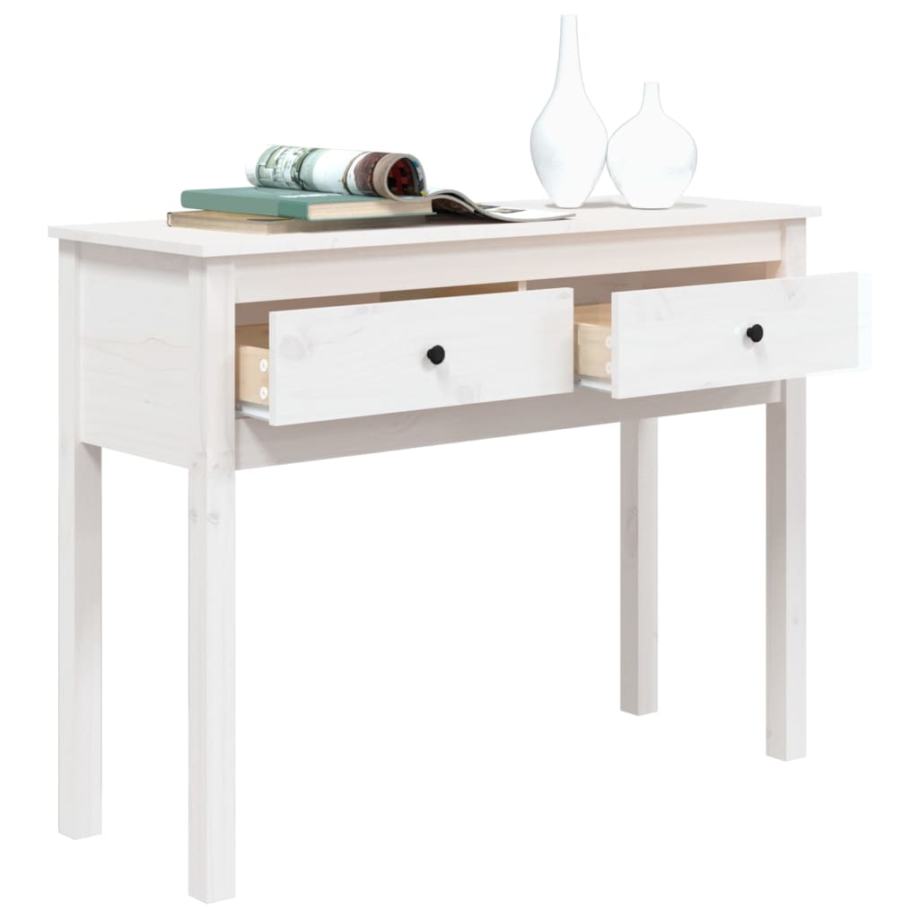 Konsollbord hvit 100x35x75 cm heltre furu