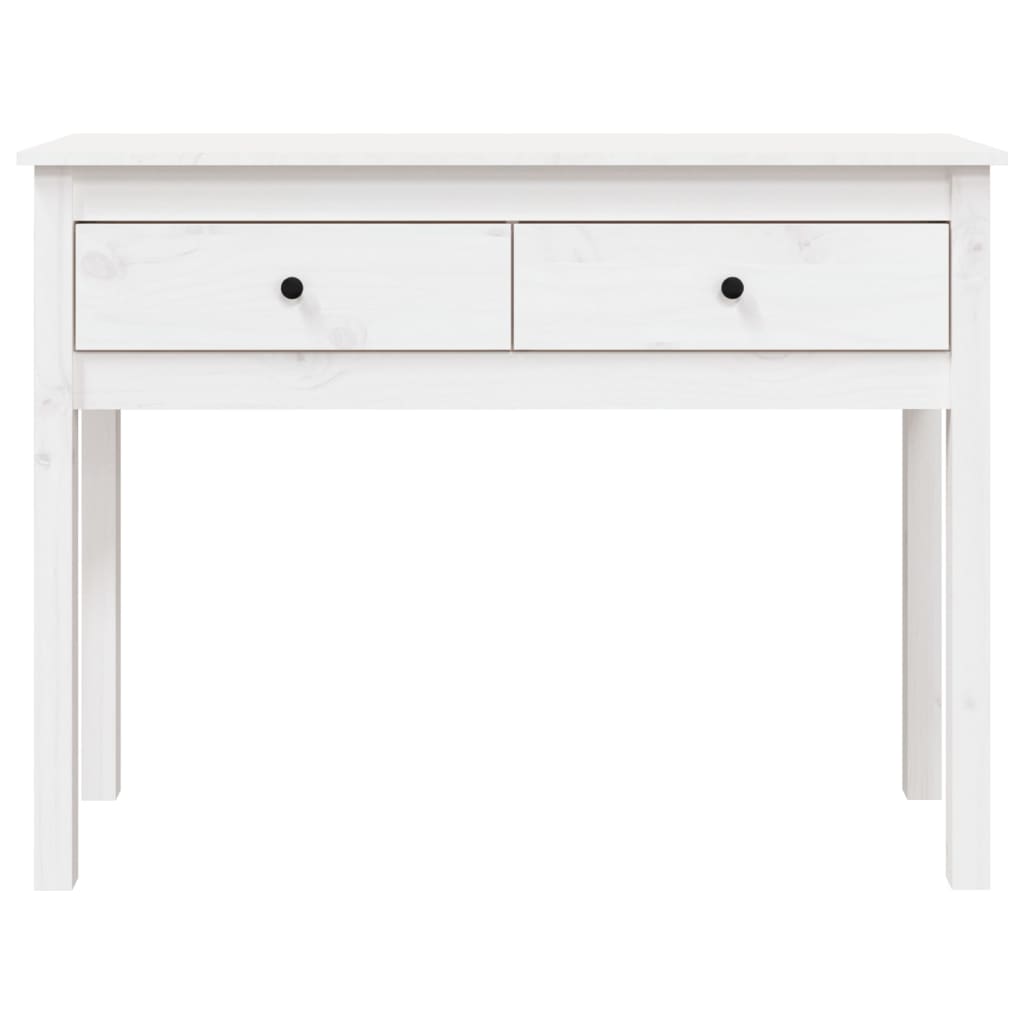 Konsollbord hvit 100x35x75 cm heltre furu