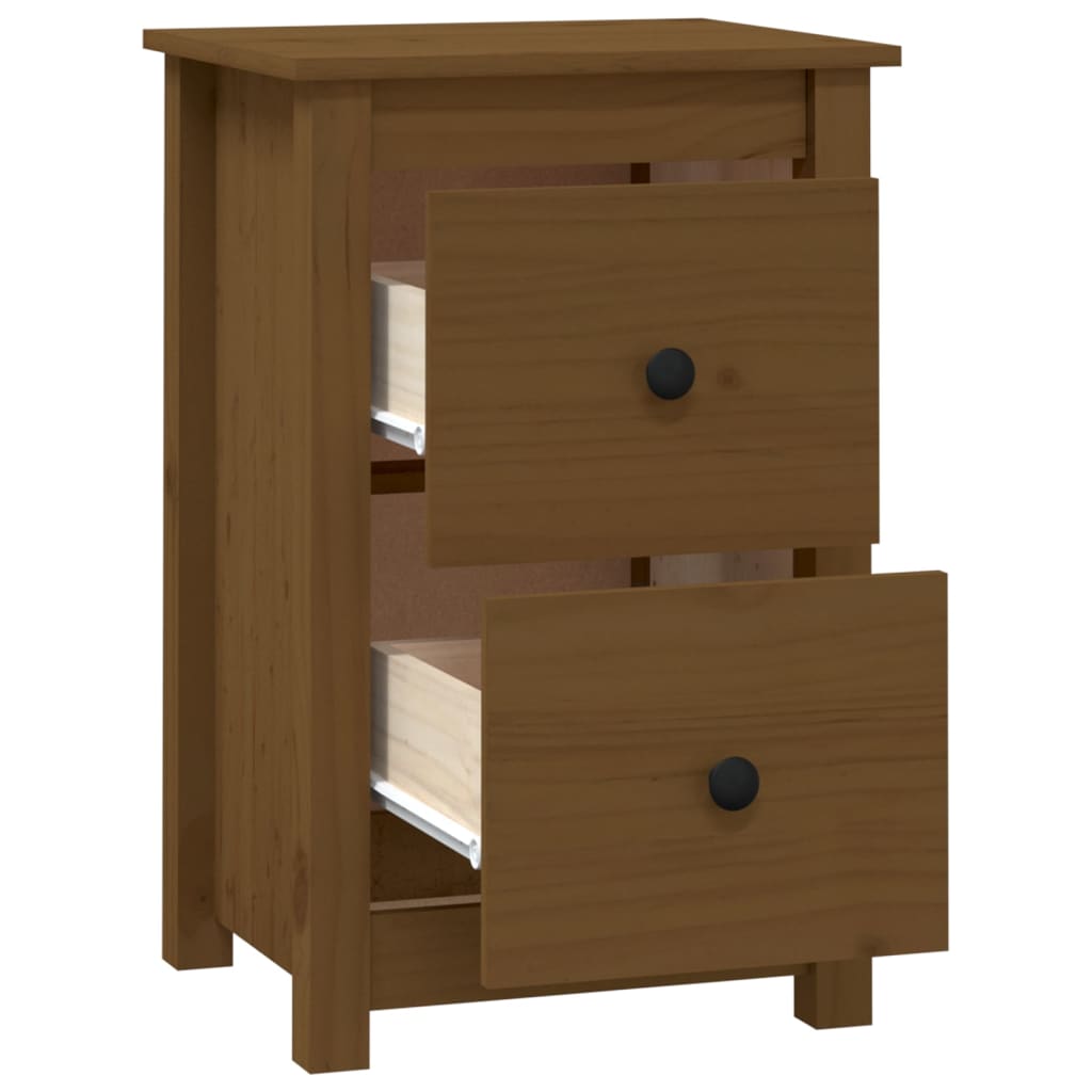 Nattbord 2 stk honningbrun 40x35x61 cm heltre furu