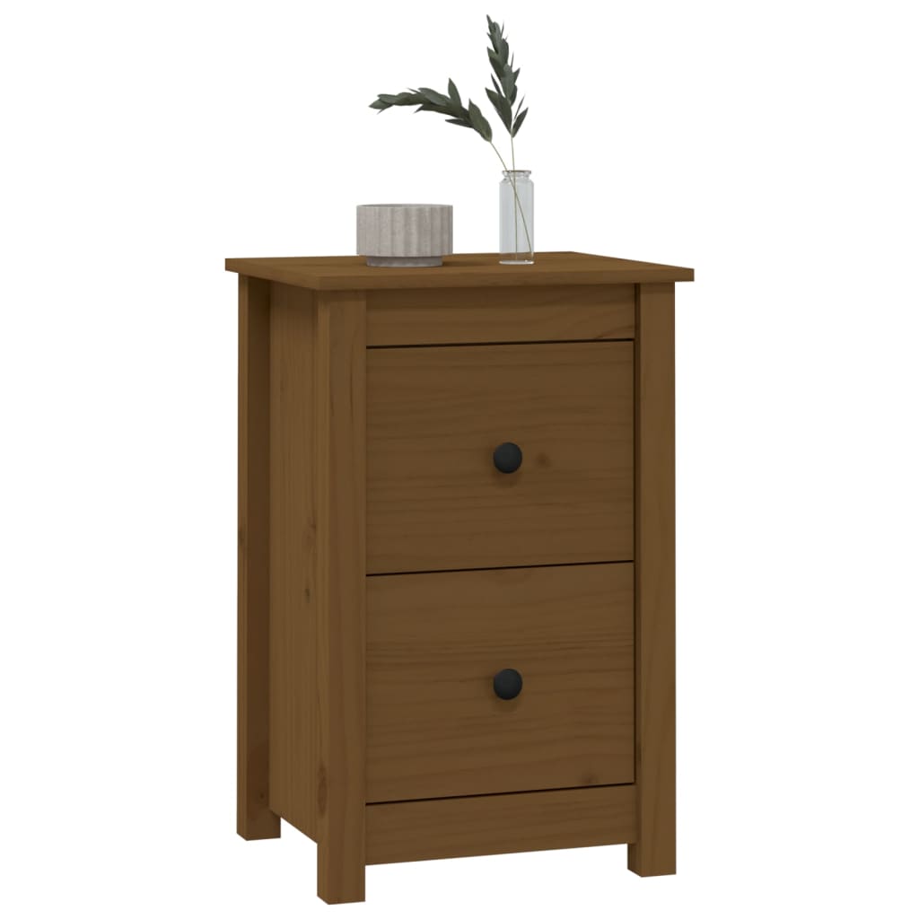 Nattbord 2 stk honningbrun 40x35x61 cm heltre furu