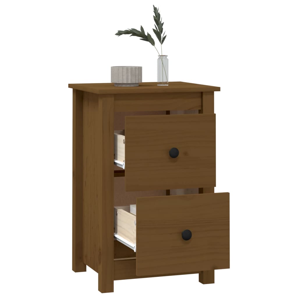 Nattbord 2 stk honningbrun 40x35x61 cm heltre furu