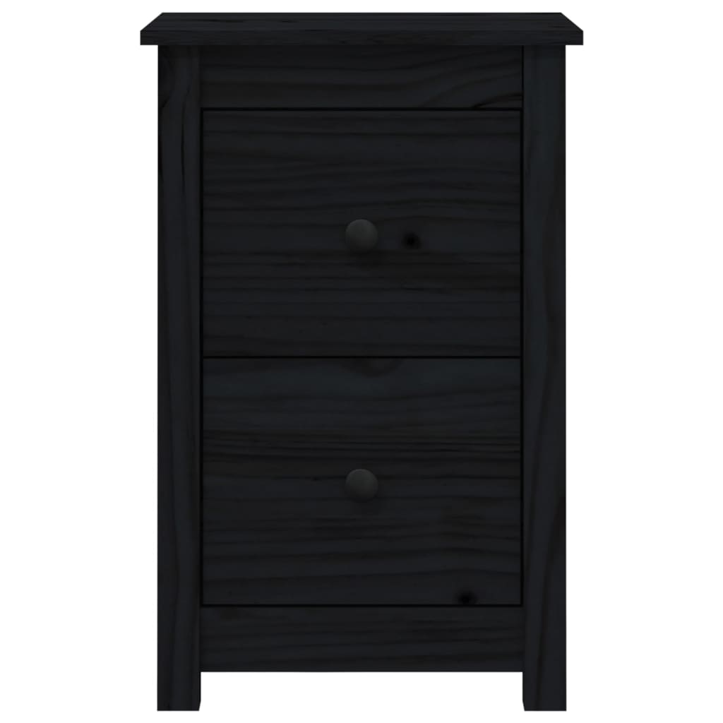 Nattbord 2 stk svart 40x35x61,5 cm heltre furu