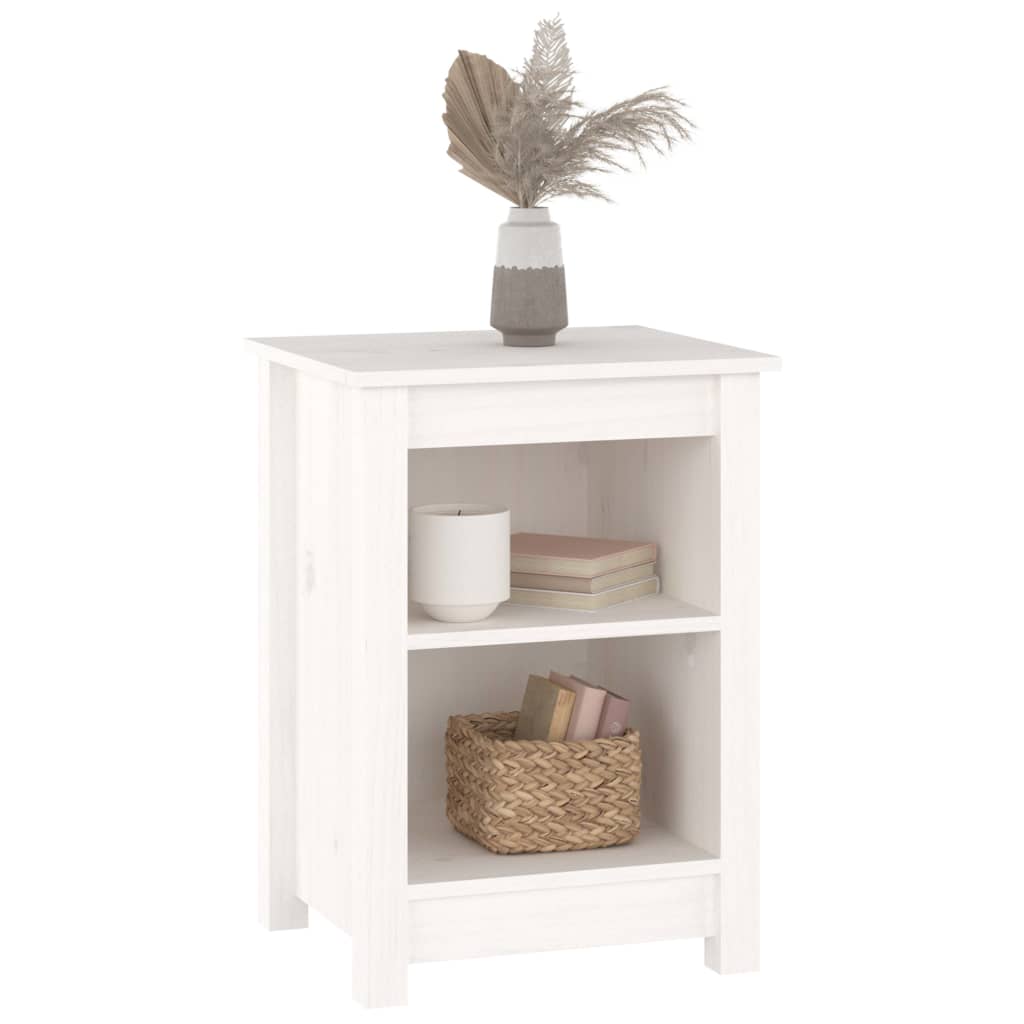 Nattbord 2 stk hvit 40x35x55 cm heltre furu