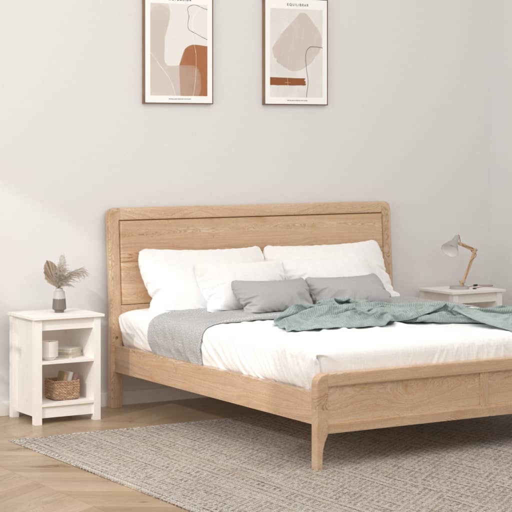 Nattbord 2 stk hvit 40x35x55 cm heltre furu