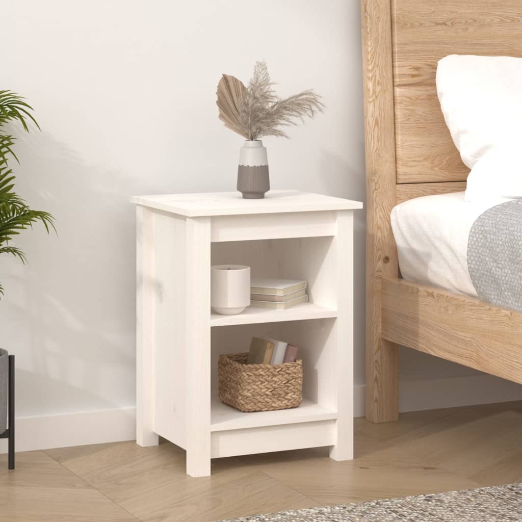Nattbord 2 stk hvit 40x35x55 cm heltre furu