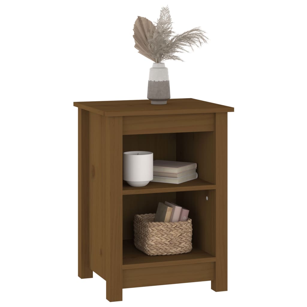 Nattbord 2 stk honningbrun 40x35x55 cm heltre furu