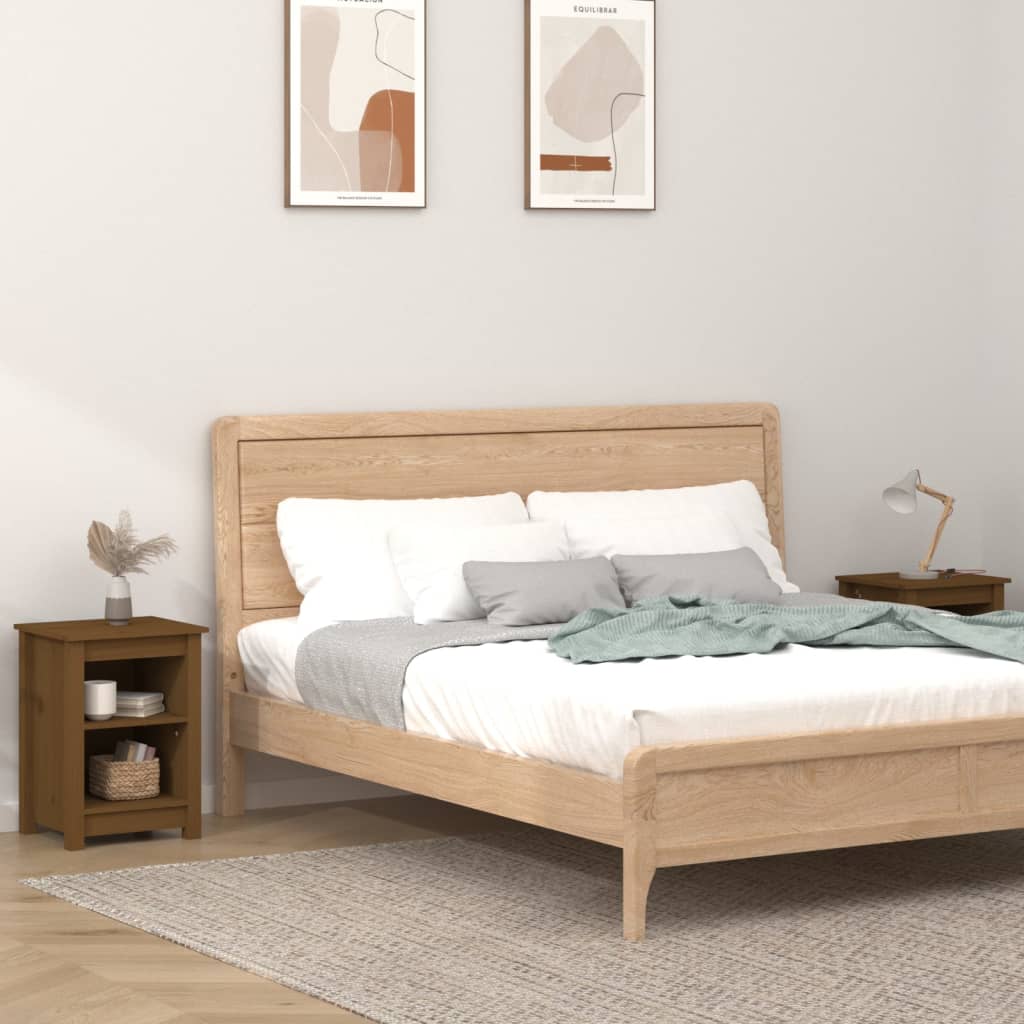 Nattbord 2 stk honningbrun 40x35x55 cm heltre furu