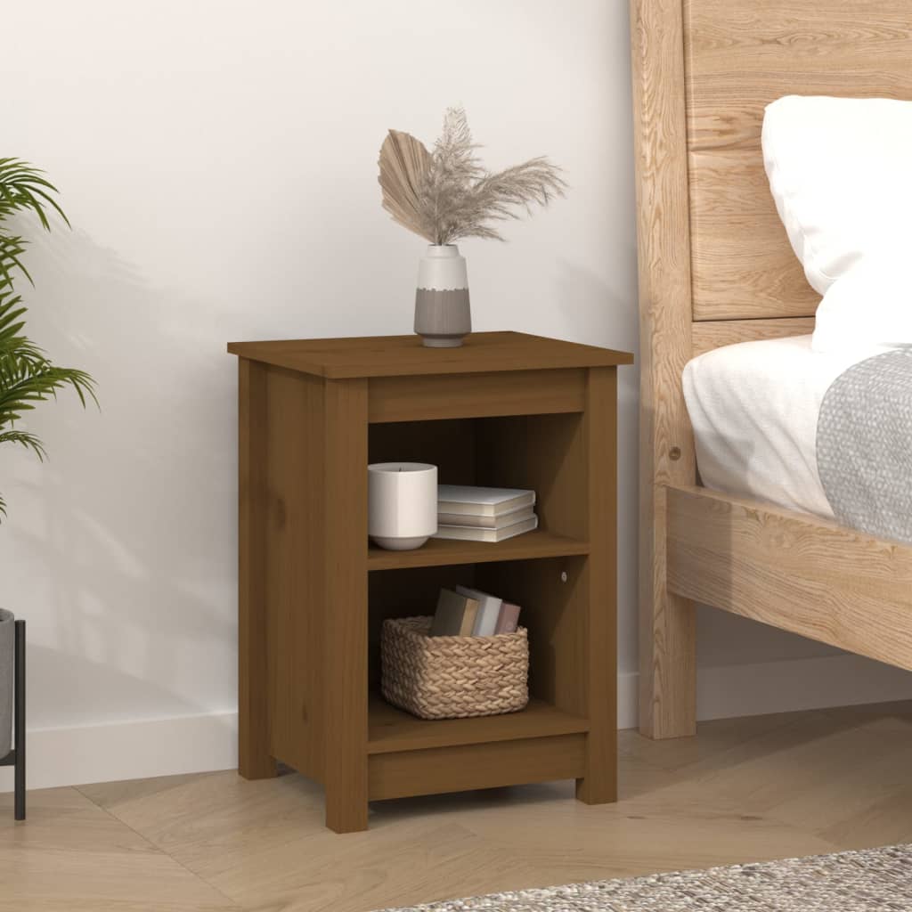 Nattbord 2 stk honningbrun 40x35x55 cm heltre furu