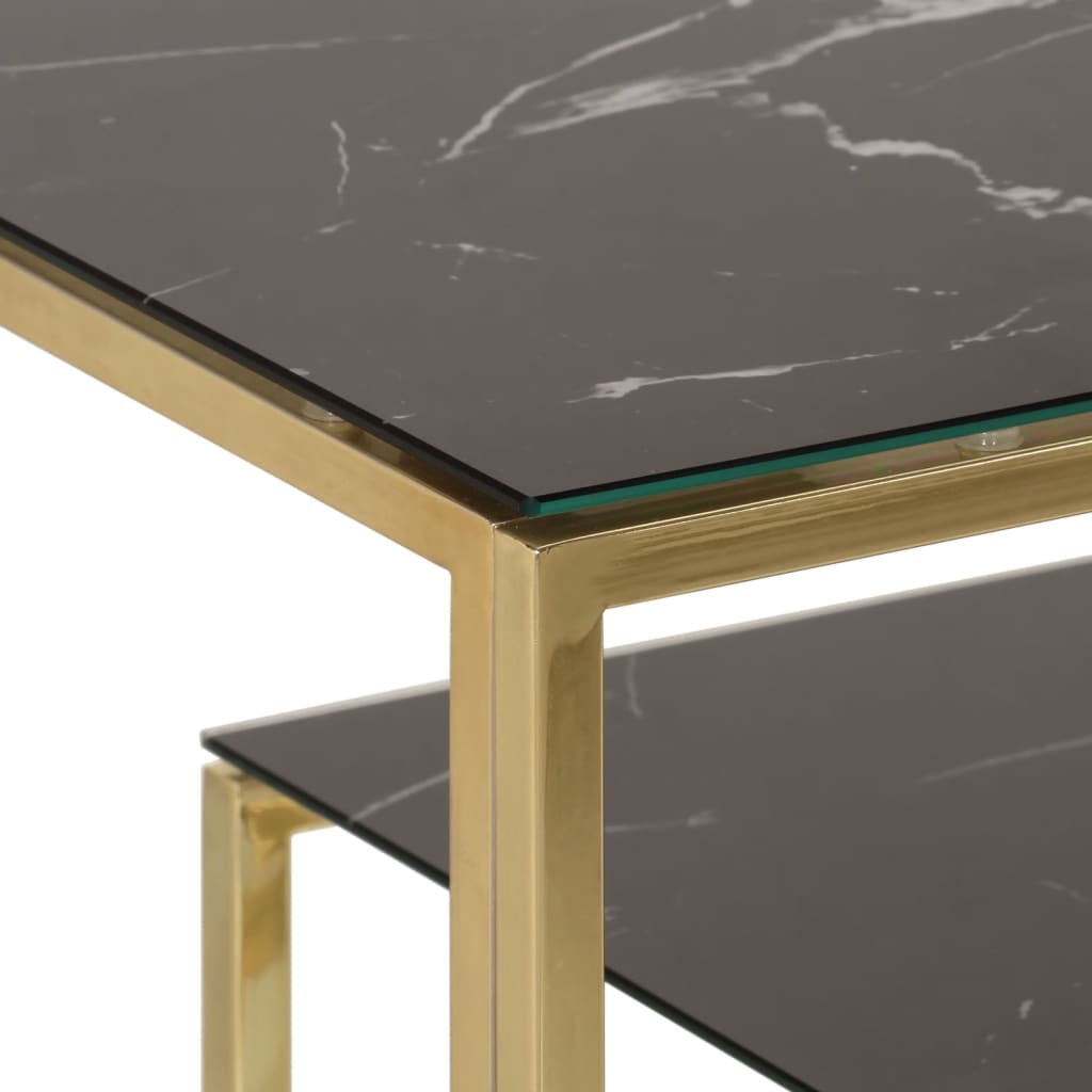 Konsollbord gull rustfritt stål og herdet glass