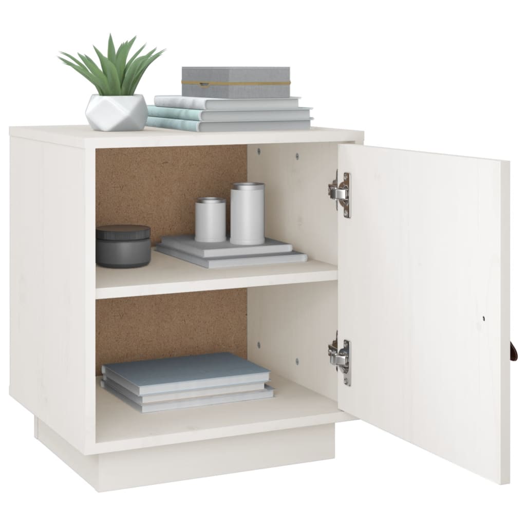 Nattbord 2 stk hvit 40x34x45 cm heltre furu
