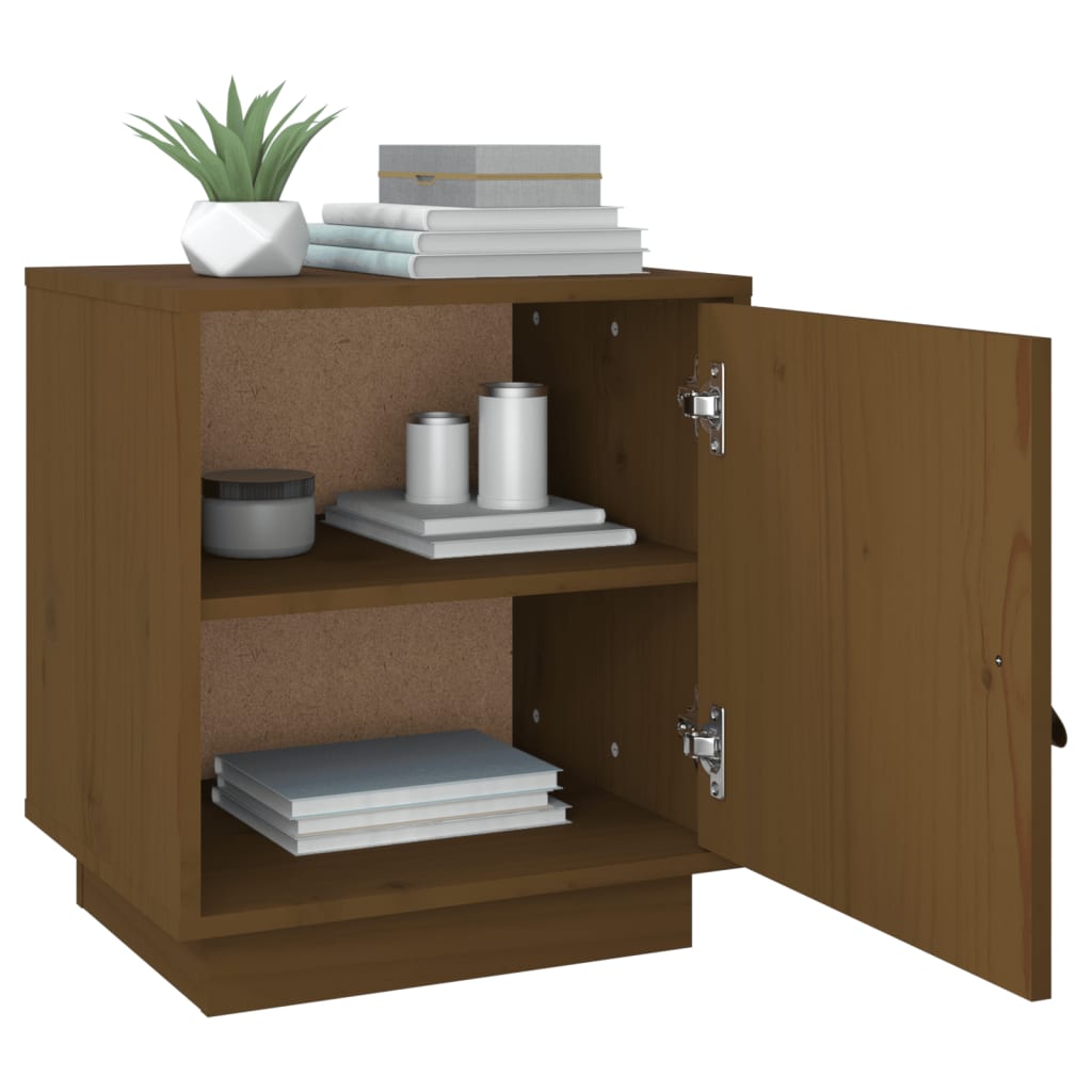 Nattbord 2 stk honningbrun 40x34x45 cm heltre furu