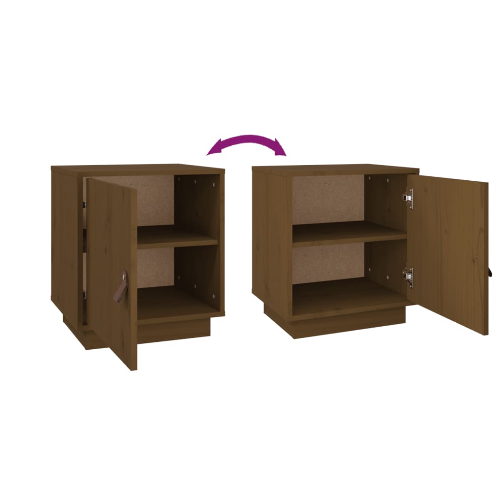 Nattbord 2 stk honningbrun 40x34x45 cm heltre furu