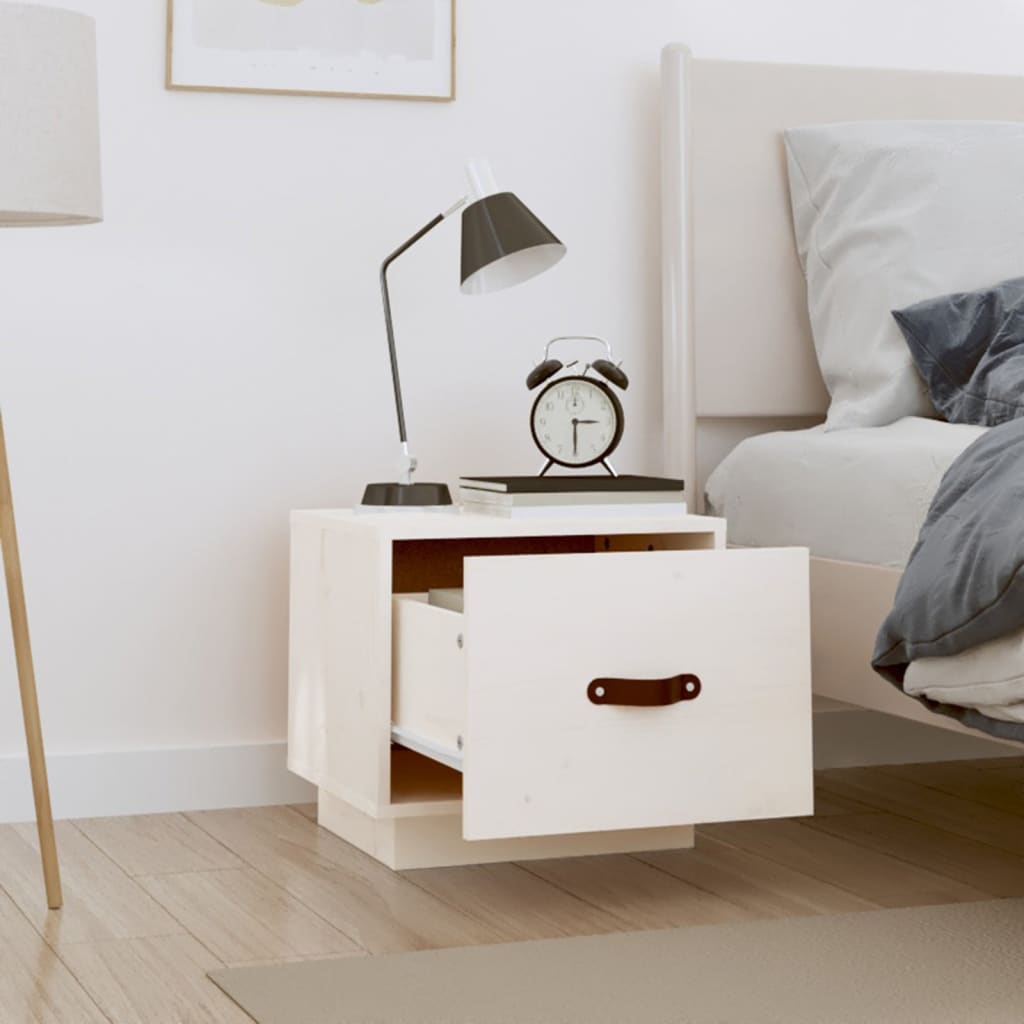 Nattbord 2 stk hvit 40x34x35 cm heltre furu