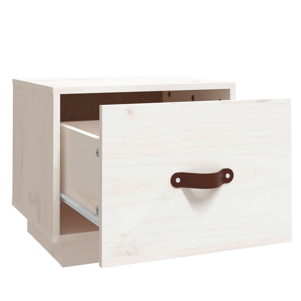 Nattbord 2 stk hvit 40x34x35 cm heltre furu