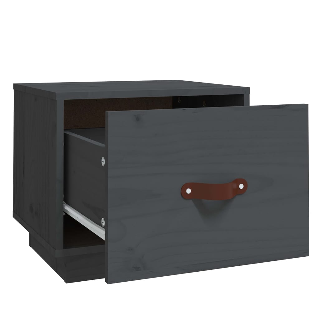 Nattbord 2 stk grå 40x34x35 heltre furu