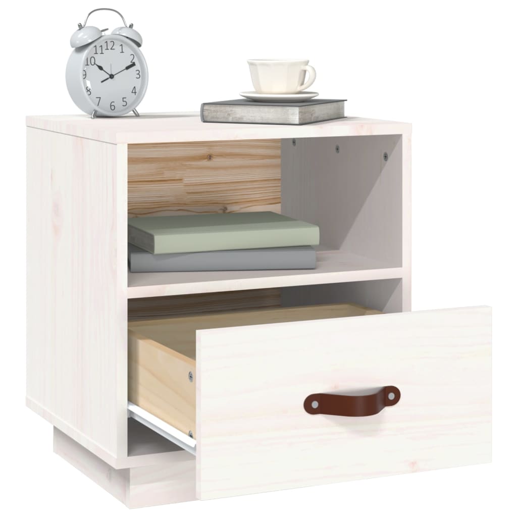 Nattbord 2 stk hvit 40x34x45 cm heltre furu